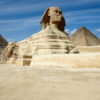 sphinx with 3 pyramids