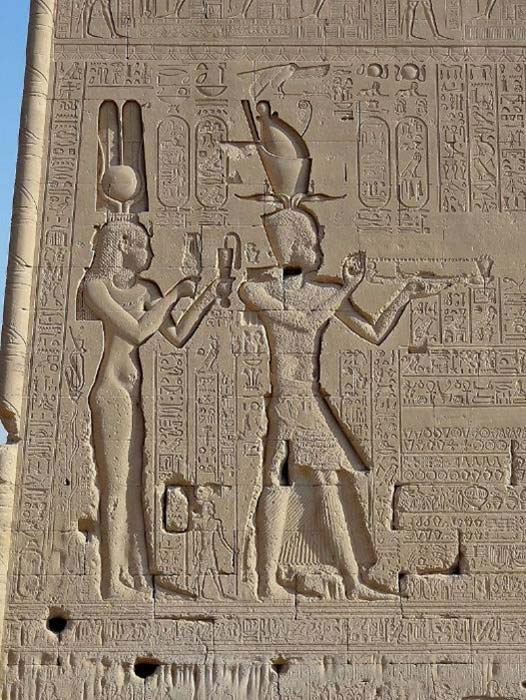 Relief of Ptolemaic Queen Cleopatra VII and Caesarion, Dendera Temple, Egypt
